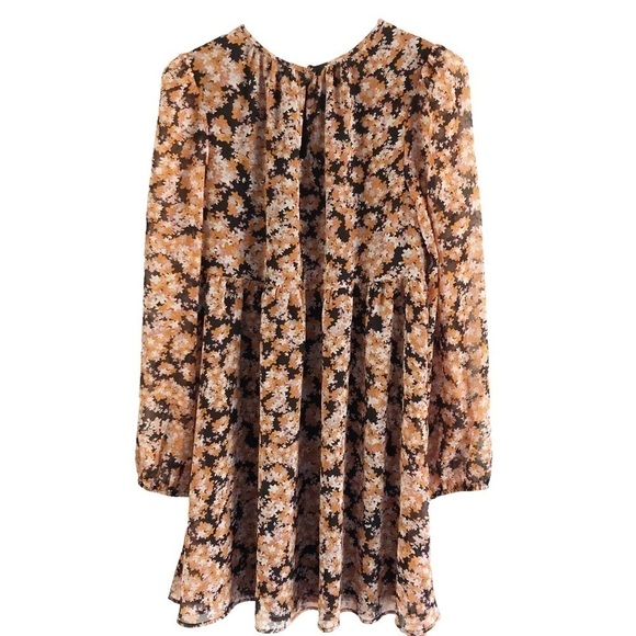 Sanctuary Womens Harvest Floral Shirred Neck Babydoll Mini Dress Small - Picture 4 of 15